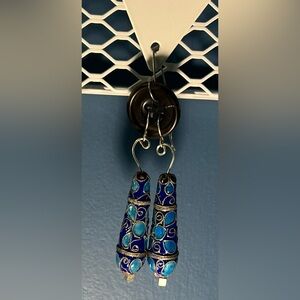 Blue enamel teardrop earrings